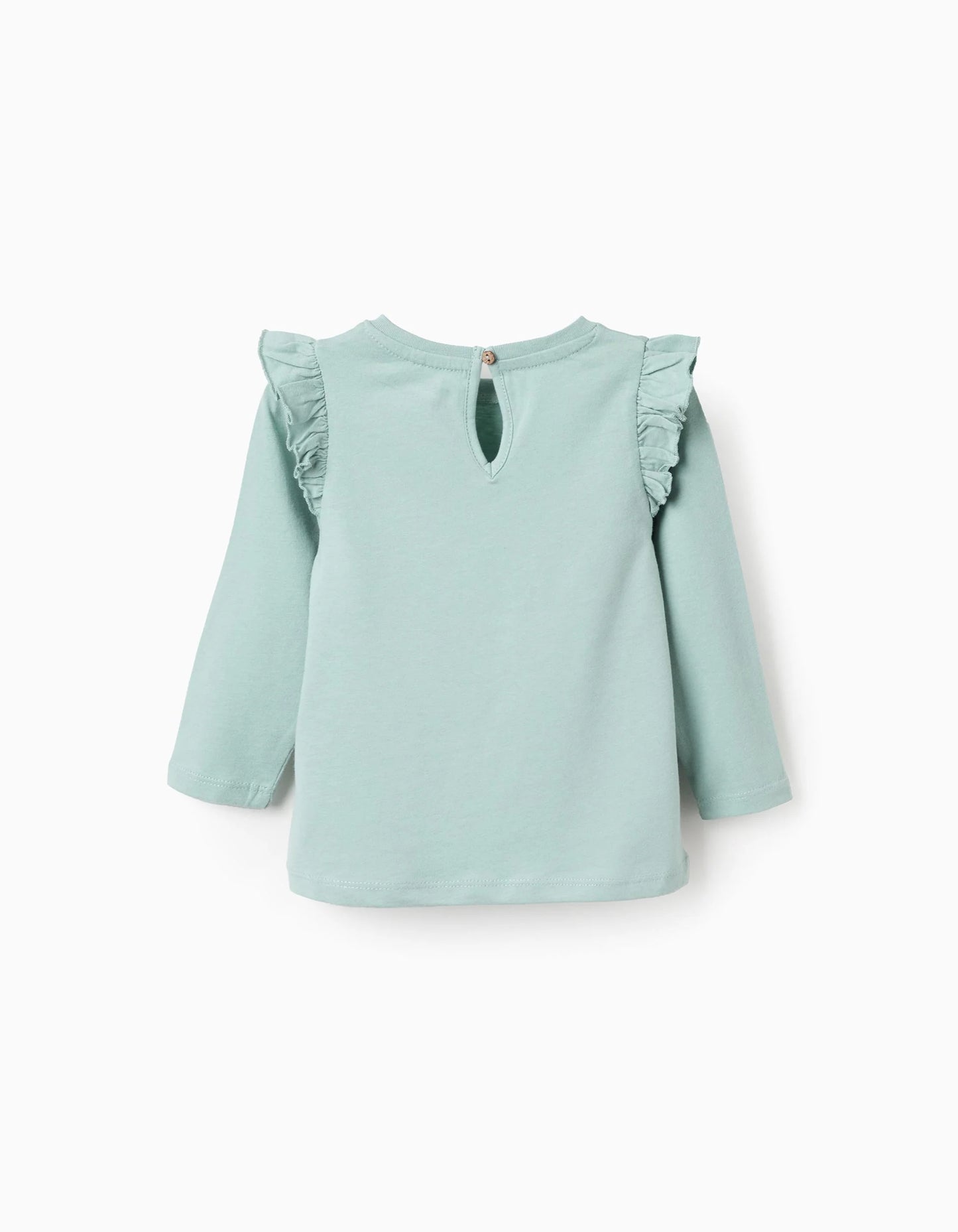 Long Sleeve T-Shirt with Ruffles for Baby Girls 'Shapes', Green