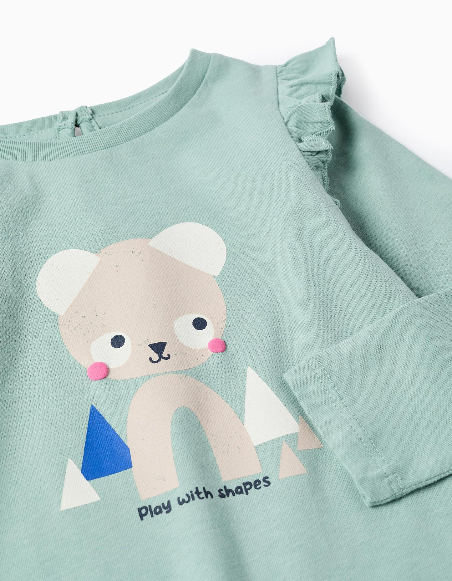 Long Sleeve T-Shirt with Ruffles for Baby Girls 'Shapes', Green