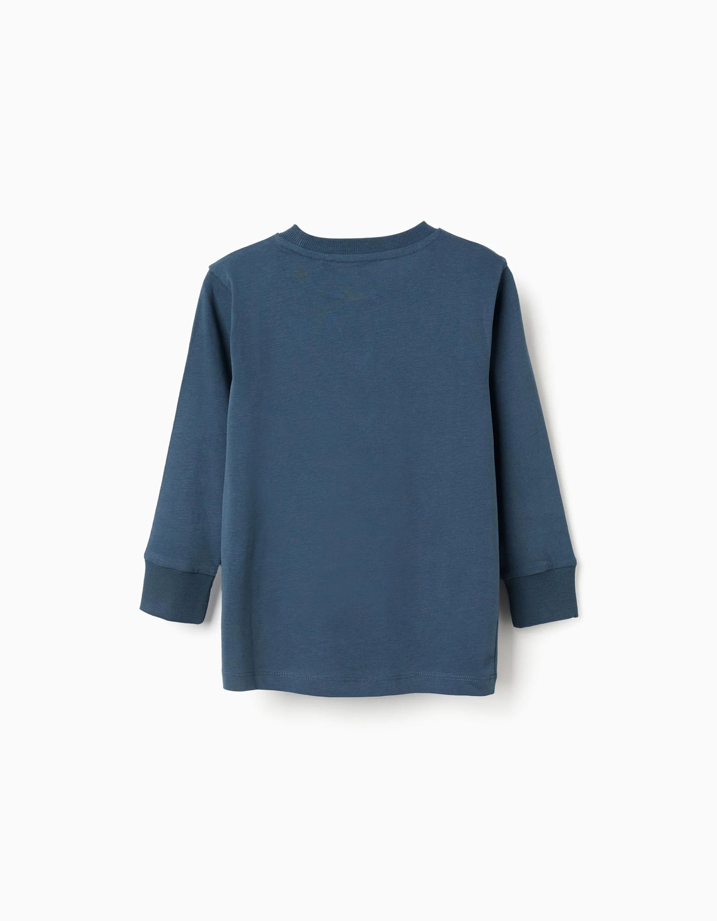 Long sleeve cotton T-shirt with print 'C' for boys, petrol blue