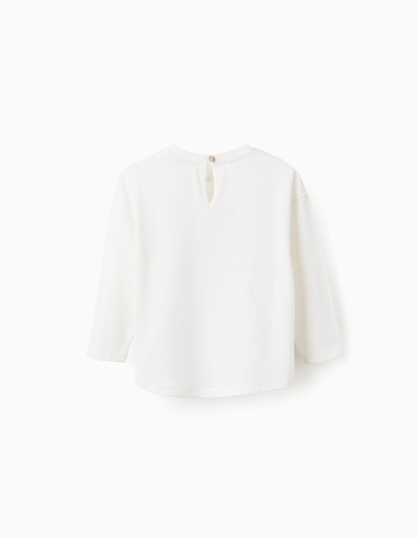 Cotton Long Sleeve T-Shirt for Baby Girls 'Circle', White