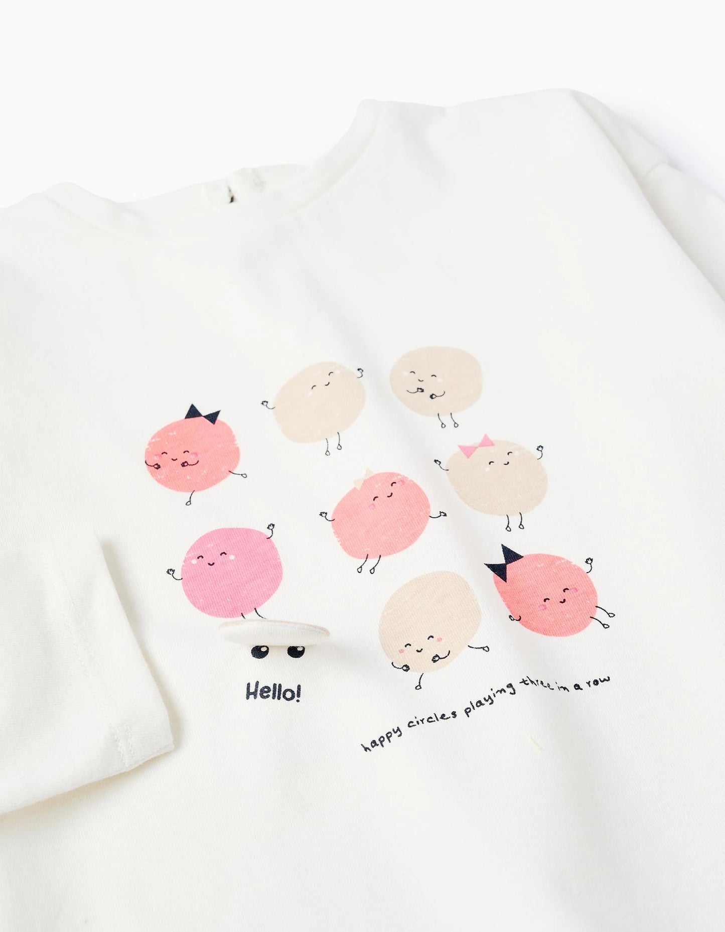 Cotton Long Sleeve T-Shirt for Baby Girls 'Circle', White
