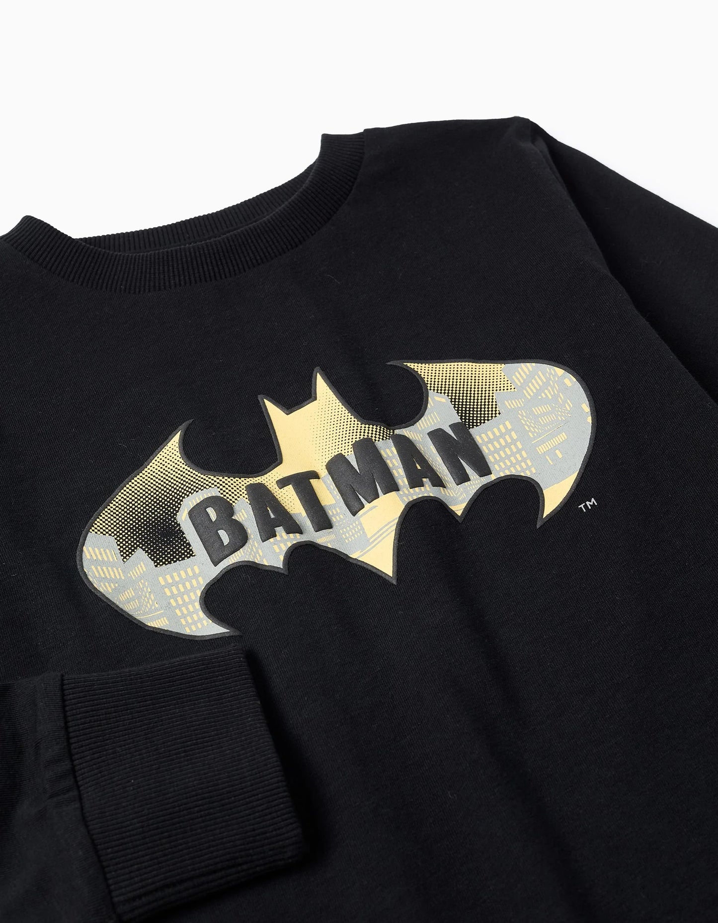 Batman long sleeve cotton T-shirt for boys, black/yellow