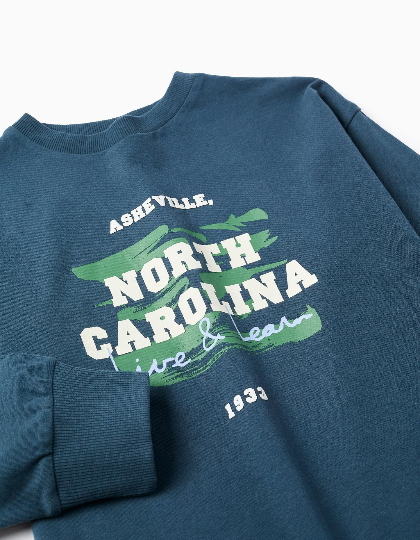 Long sleeve cotton T-shirt 'North Carolina' for boys, petrol blue