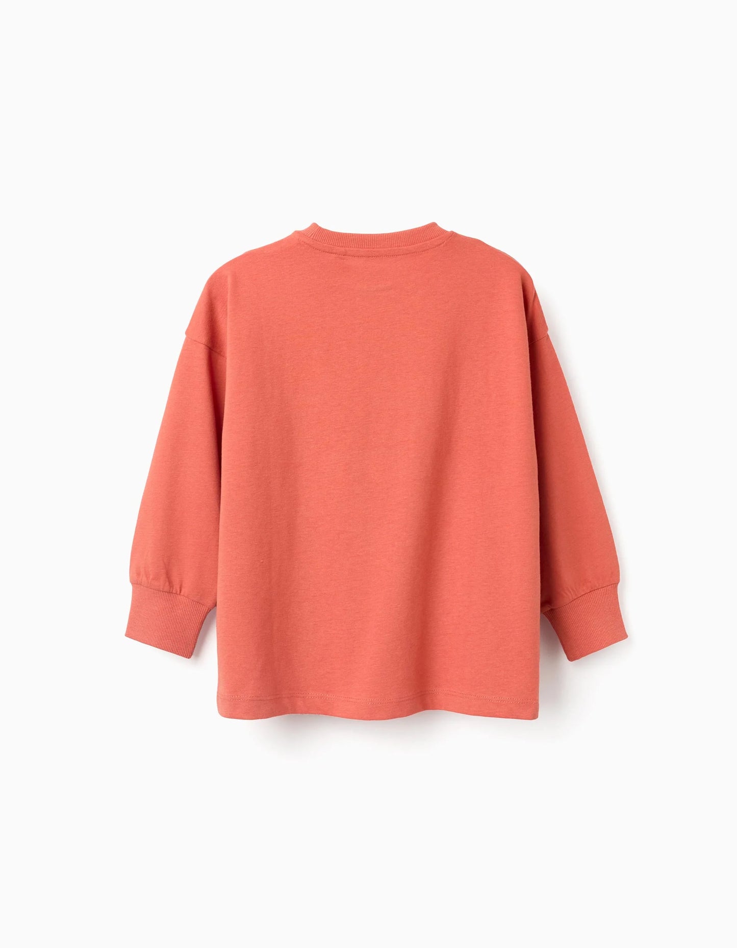 Long sleeve cotton T-shirt with print 'C' for boys, orange