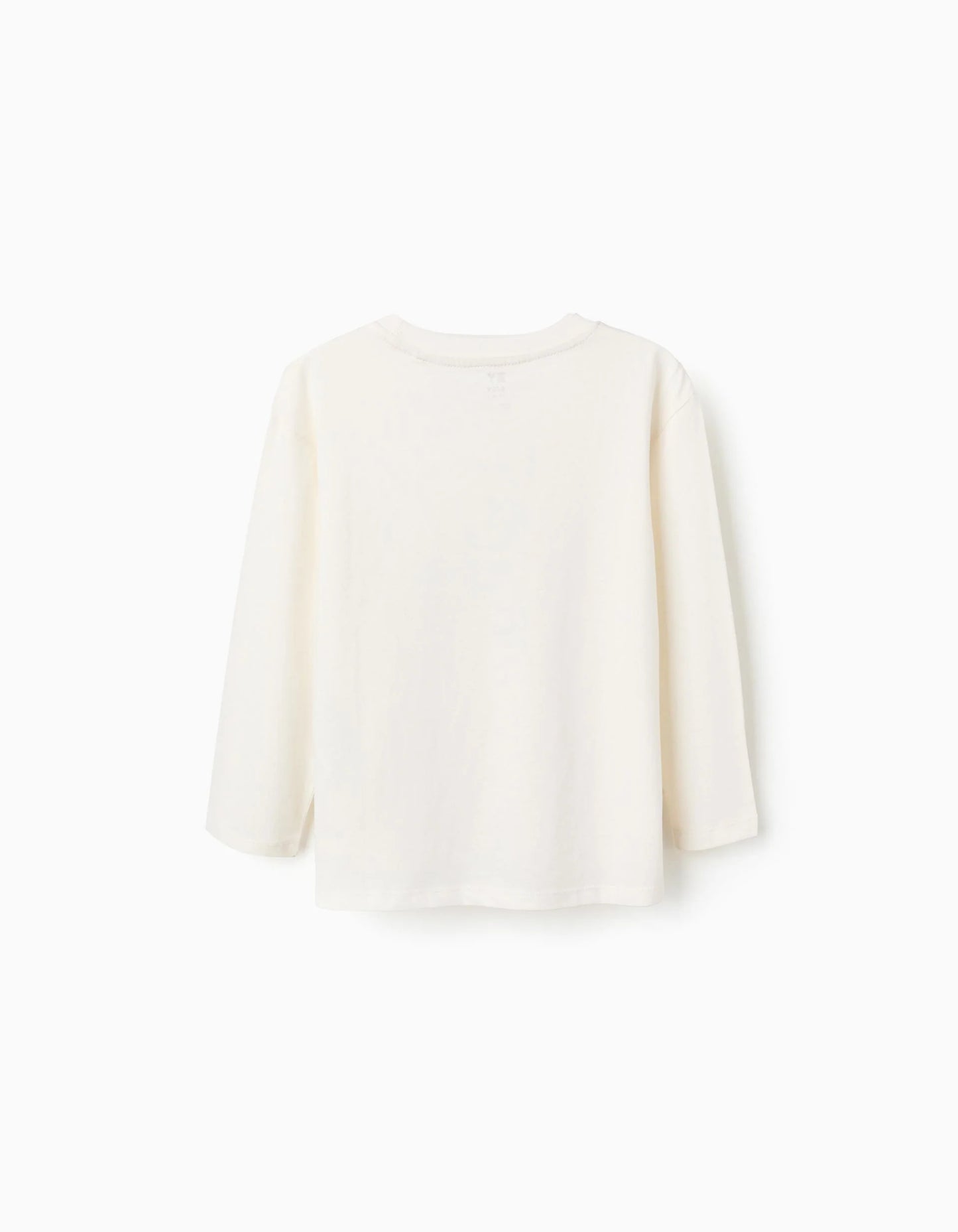 Long sleeve cotton T-shirt with 'Nature' print for girls, white