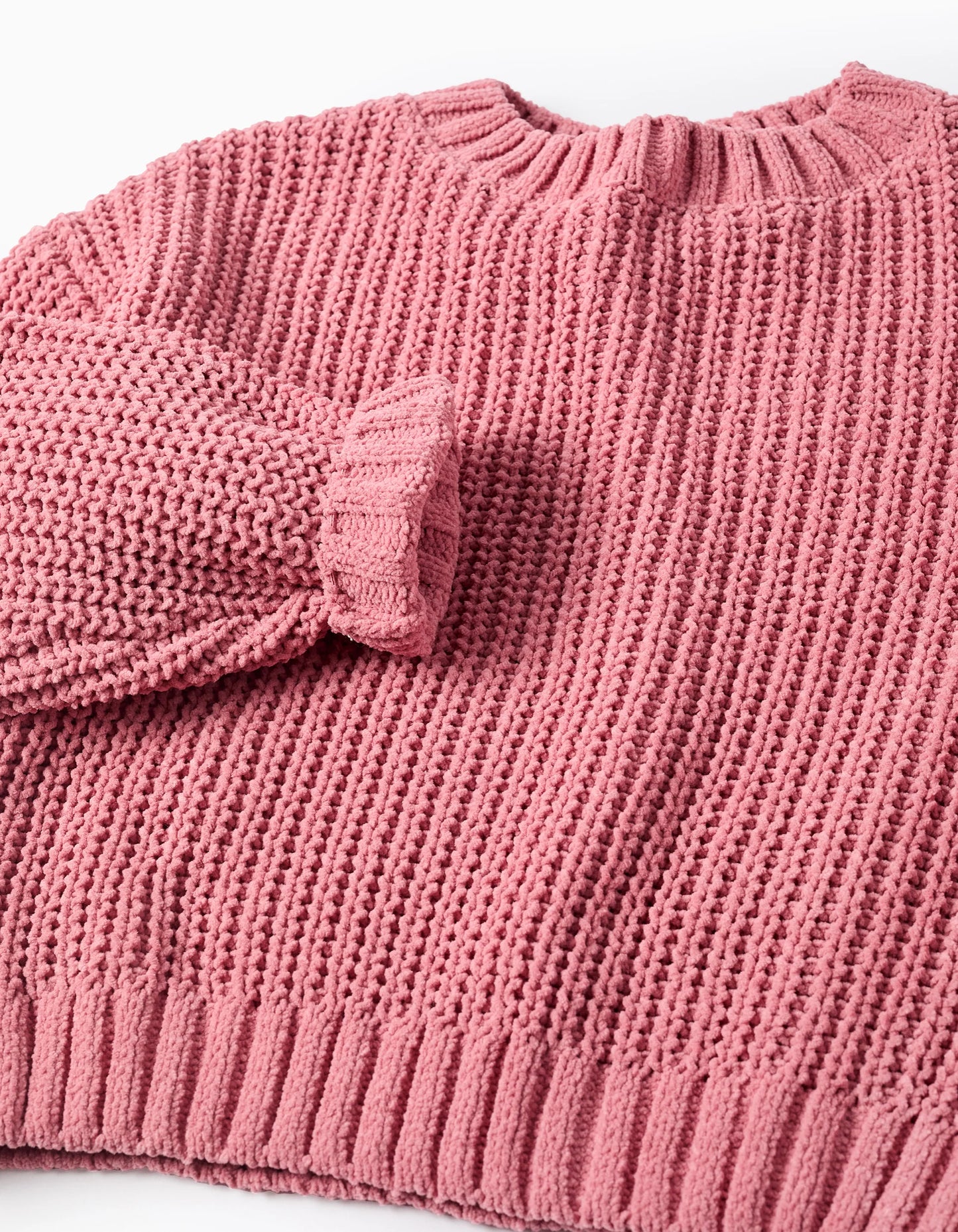 Chenille Knit Jumper for Girls, Pink