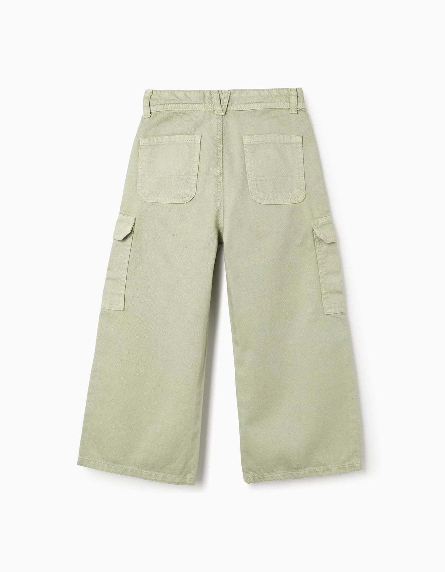 Cargo Twill Trousers for Girls 'Wide Leg', Green