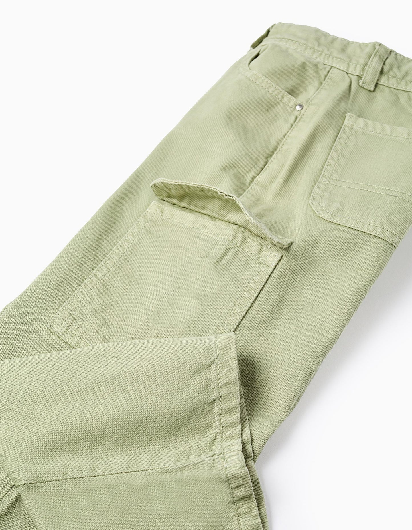 Cargo Twill Trousers for Girls 'Wide Leg', Green
