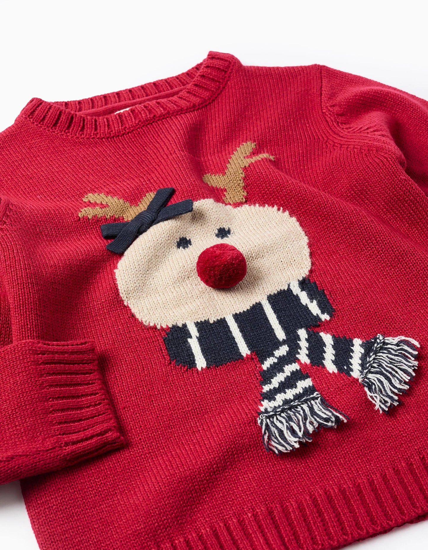 Jacquard Knitted Jumper for Girls, Dark Red