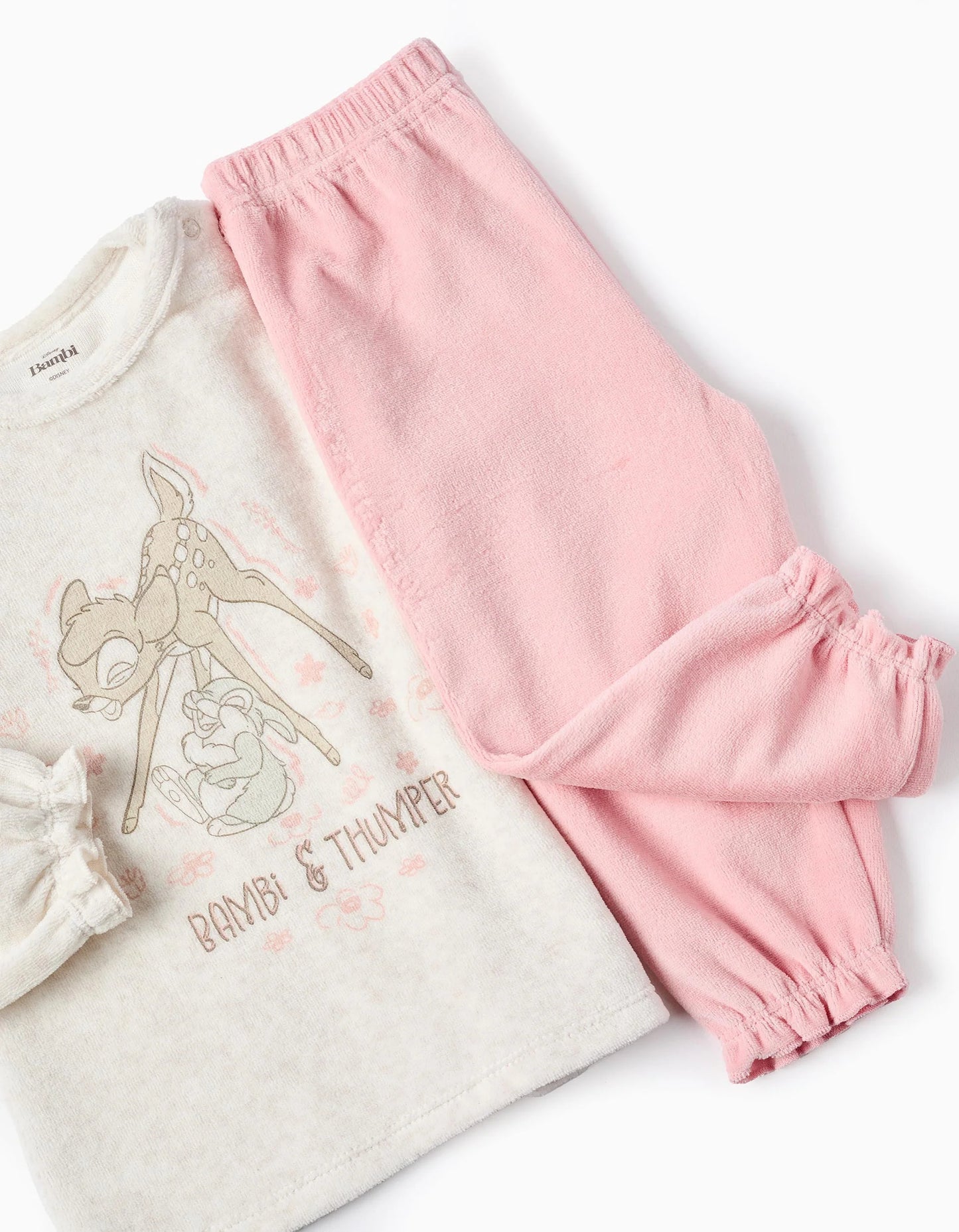 Velour Pyjama for Baby Girls 'Bambi & Thumper', Beige/Pink