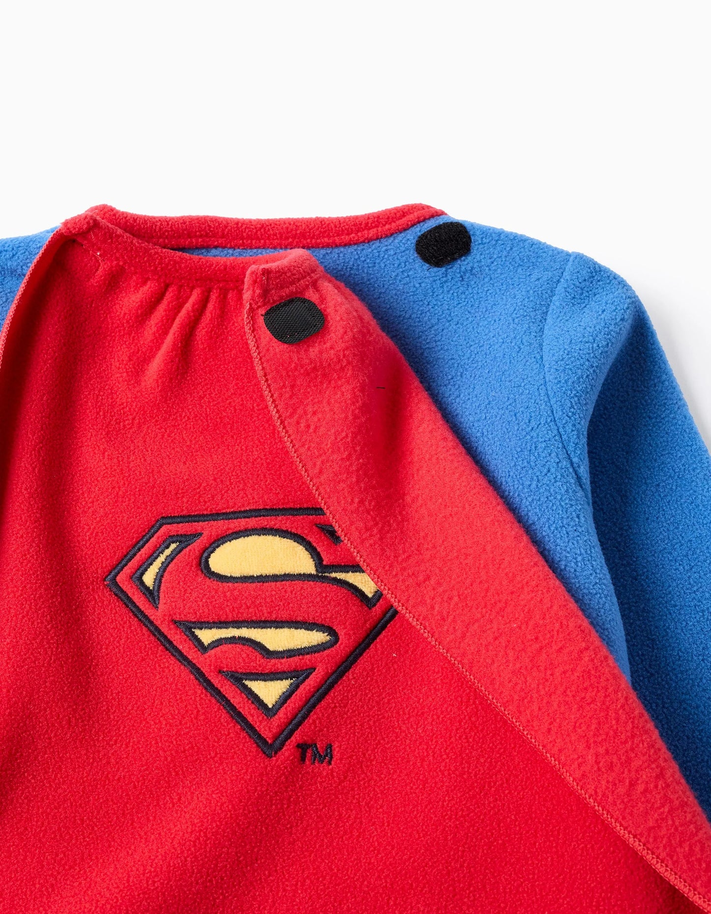 Fleece babygrow with removable cape Superman for baby boys, blue