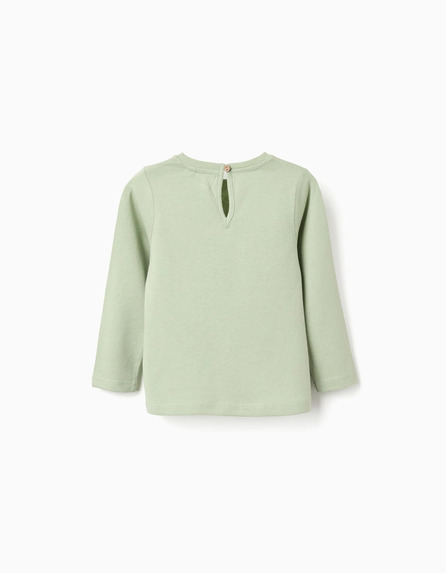 Long sleeve cotton T-shirt with print 'woodland' for baby girls, green