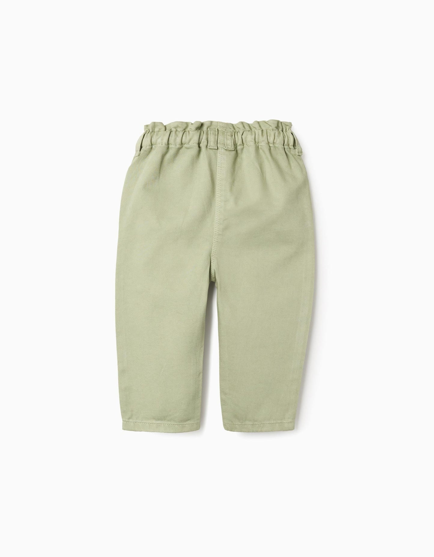 Baggy twill trousers for baby girls, light green