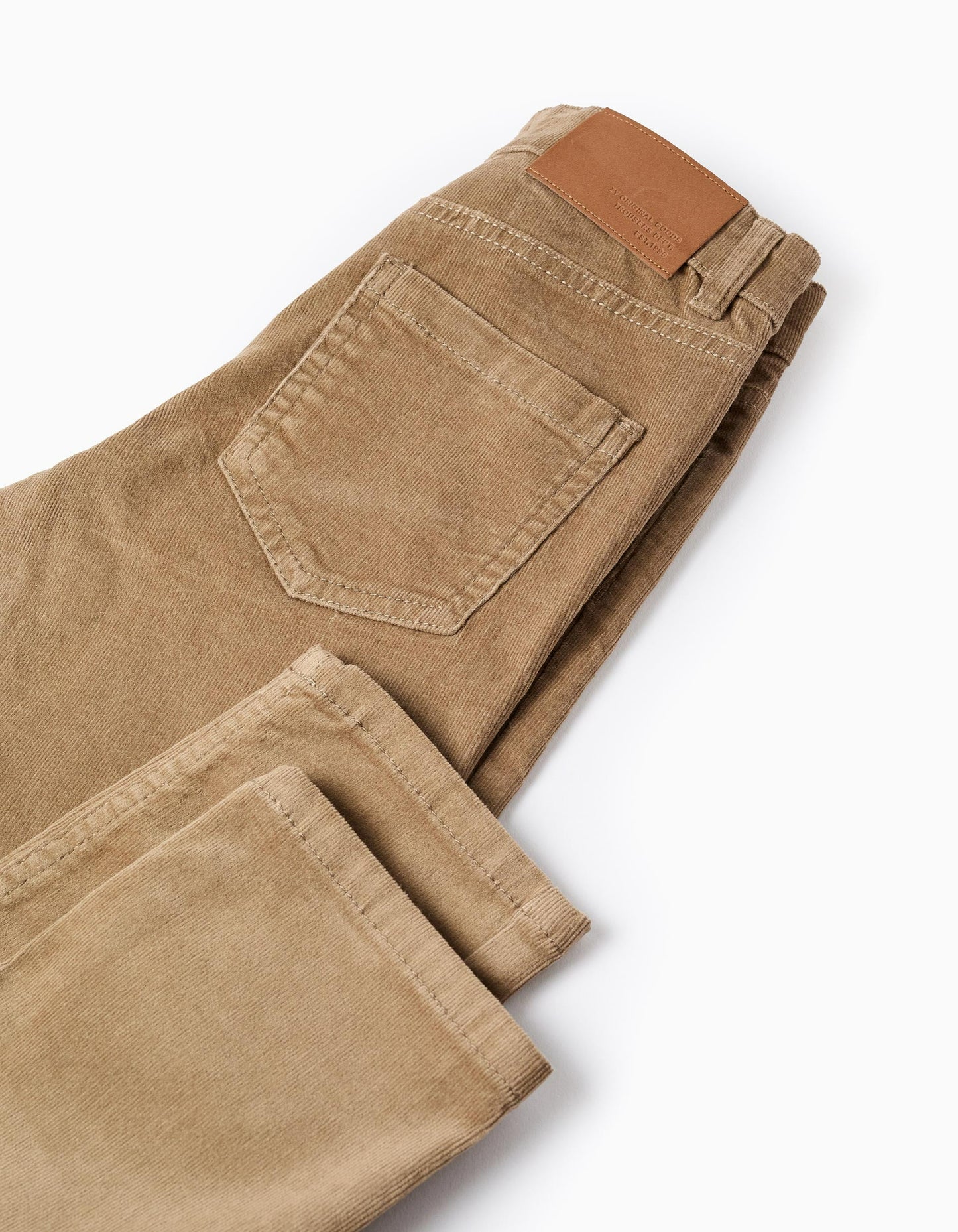 Corduroy Trousers 'Slim Fit' for Boys, Dark Beige