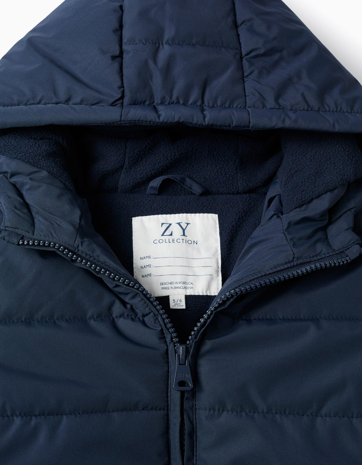 Hooded Padded Jacket with Polar Lining for Boys, Dark Blue
