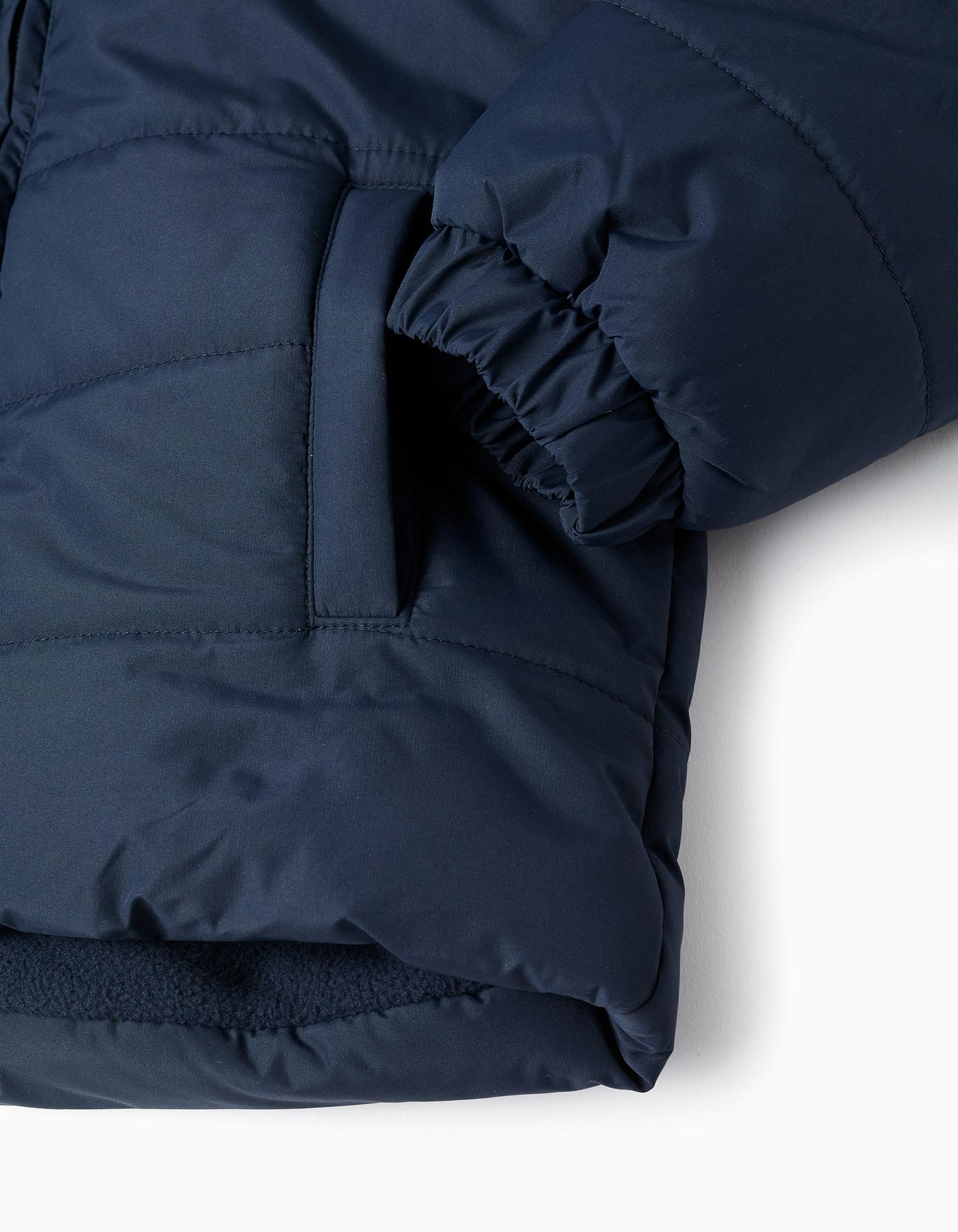 Hooded Padded Jacket with Polar Lining for Boys, Dark Blue