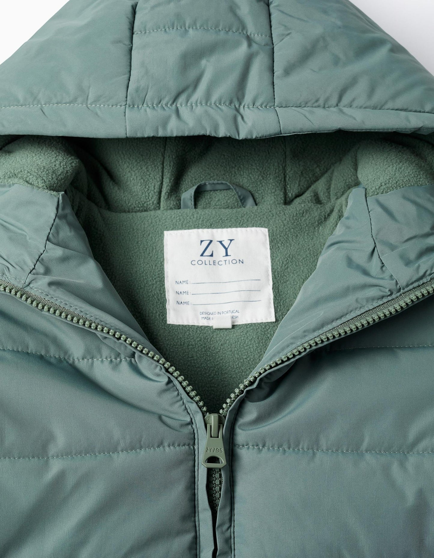 Hooded Padded Jacket with Polar Lining for Boys, Green