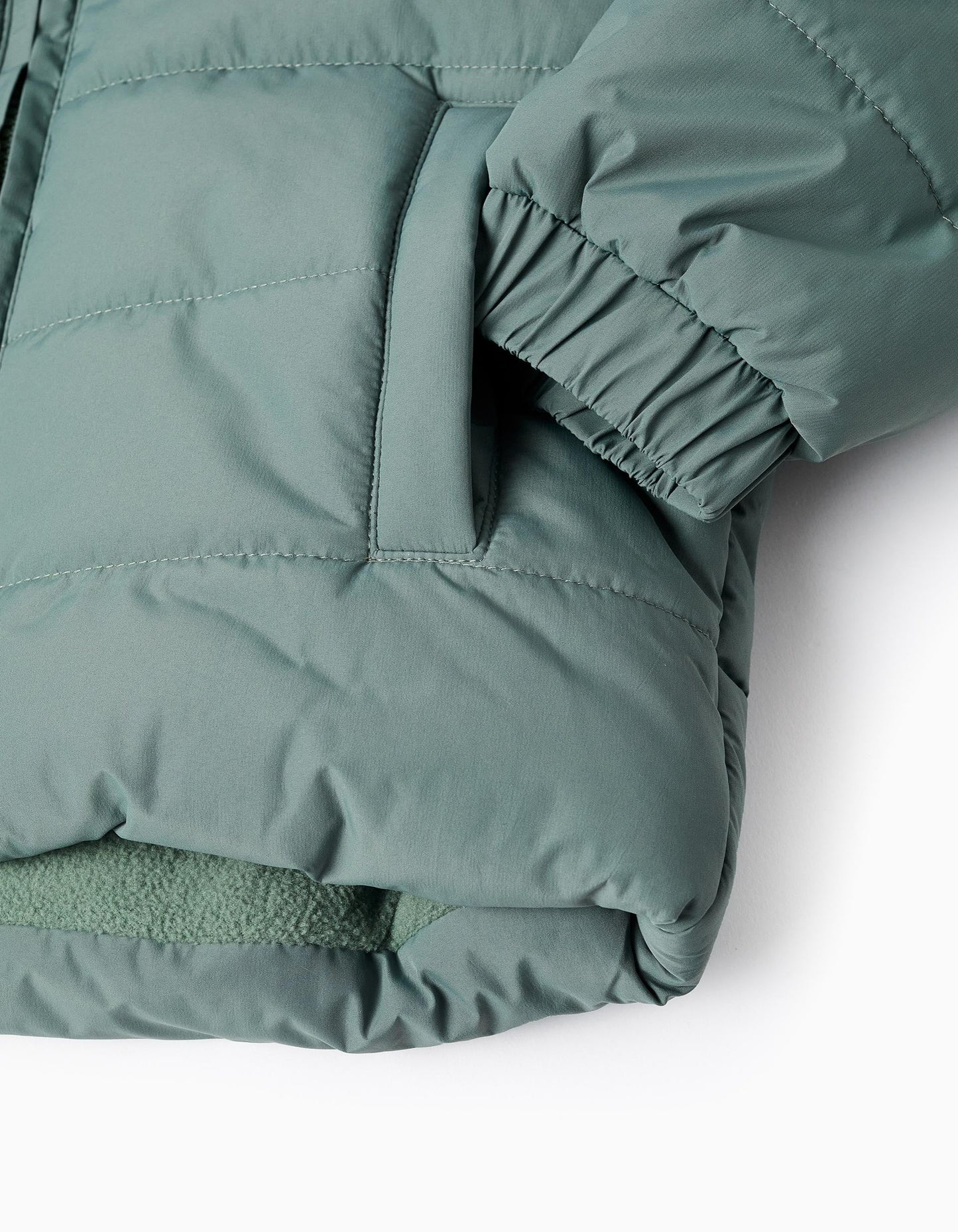 Hooded Padded Jacket with Polar Lining for Boys, Green