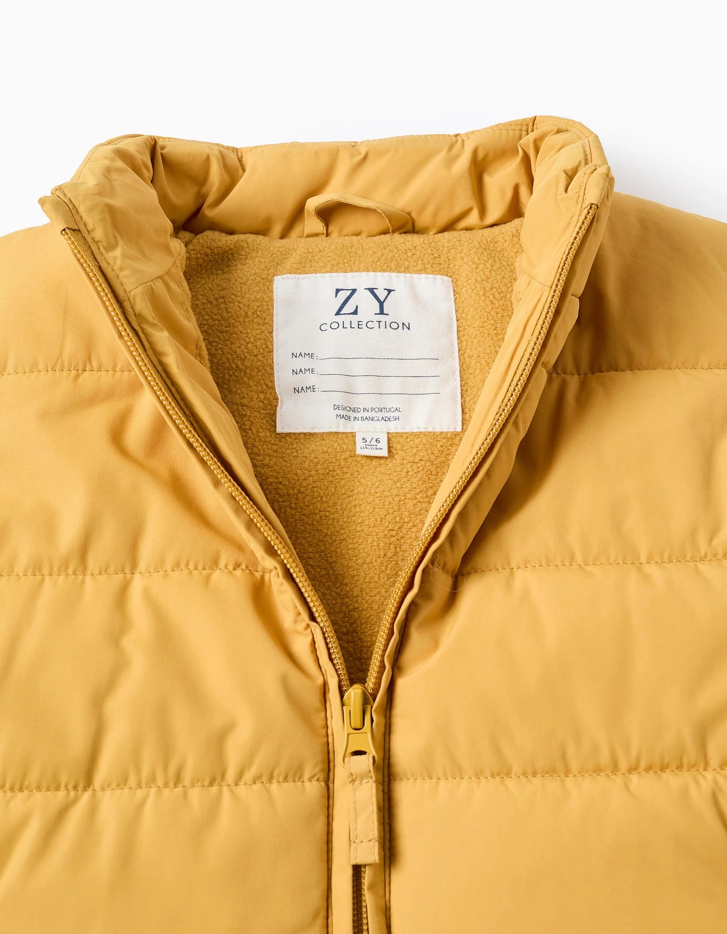 Padded Gilet with Polar Lining for Boys, Yellow