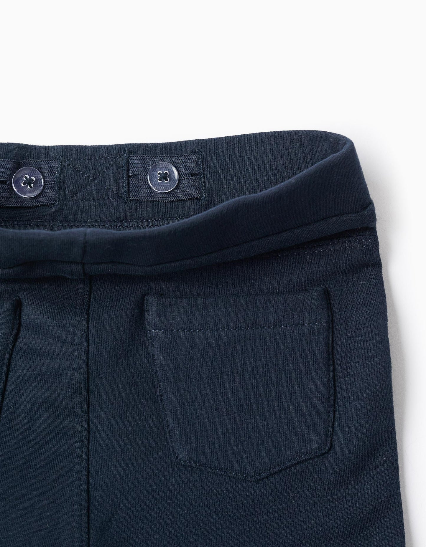 Brushed leggings with decorative pockets for baby girls, dark blue