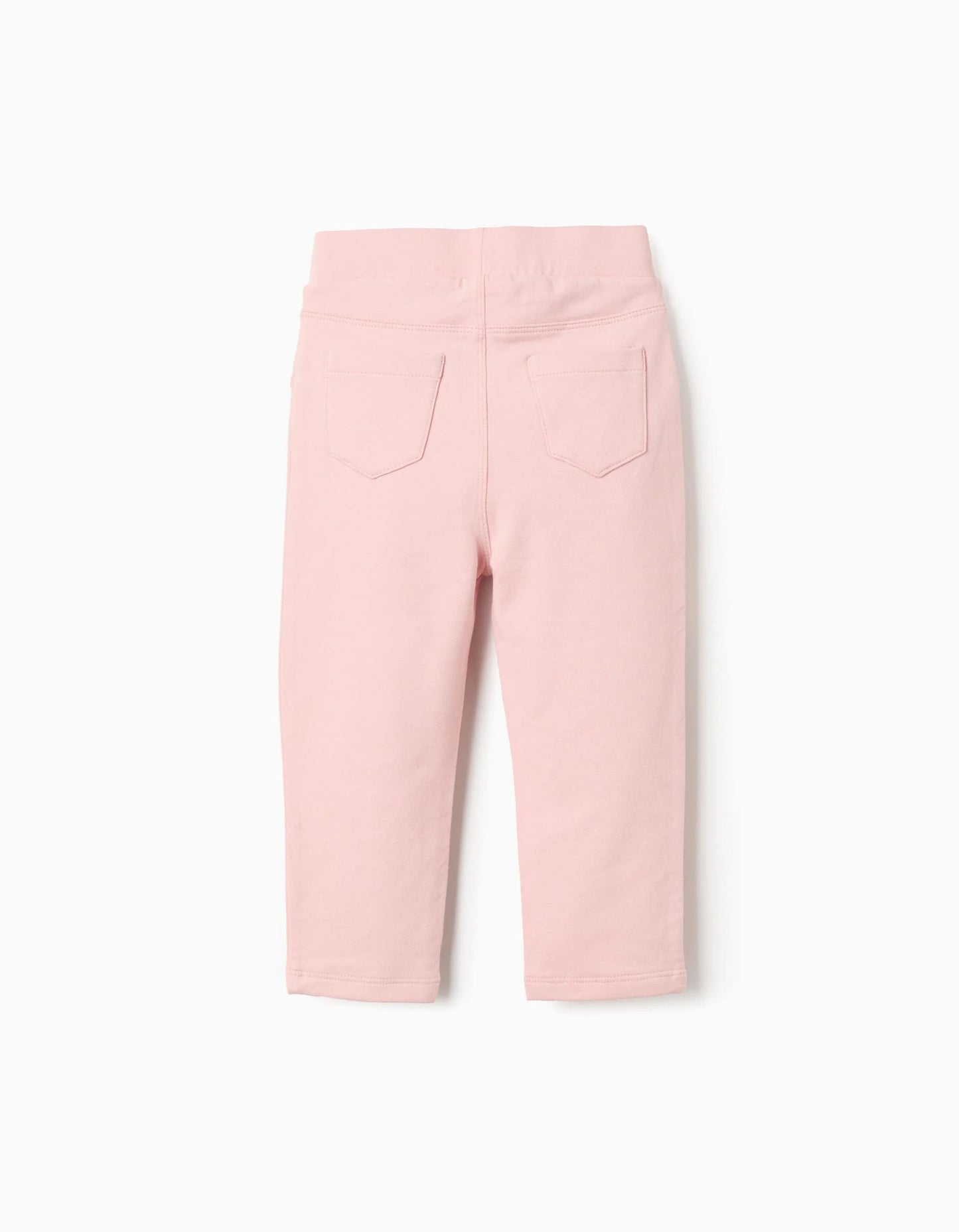 Brushed leggings with decorative pockets for baby girls, light pink