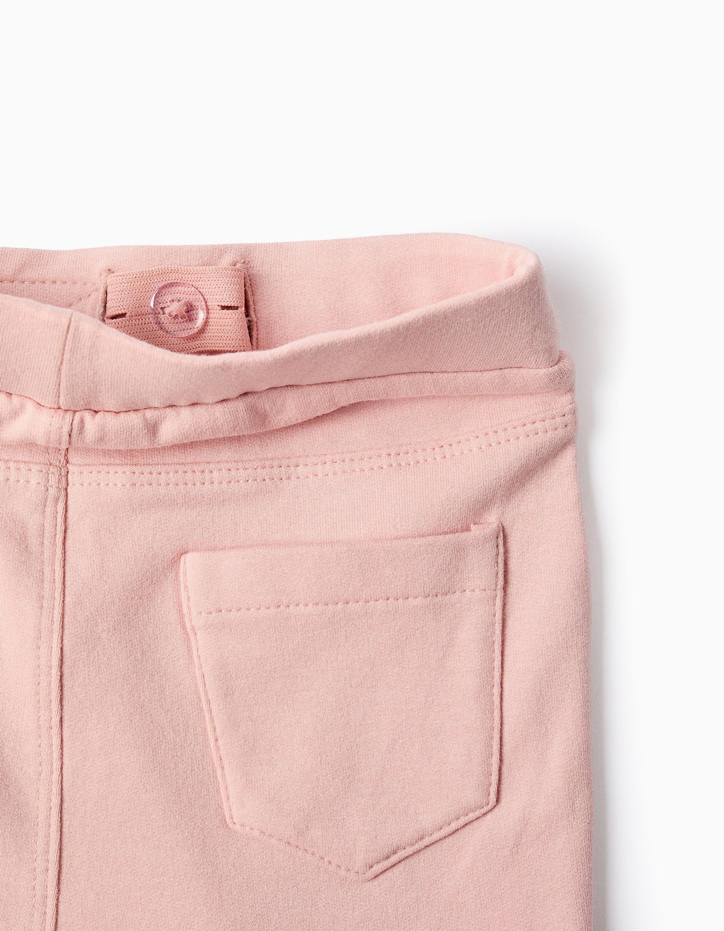 Brushed leggings with decorative pockets for baby girls, light pink