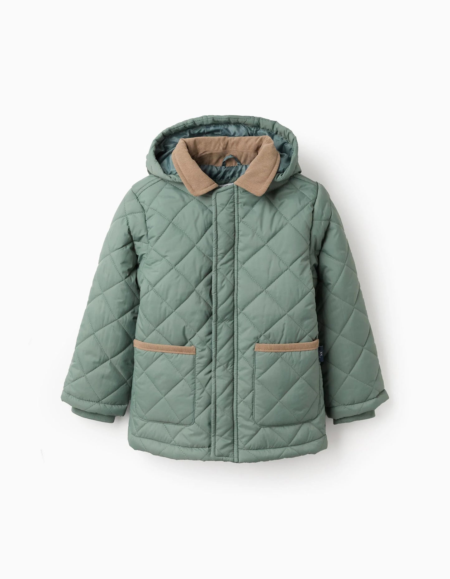 Padded Parka with Removable Hood for Boys, Dark Green