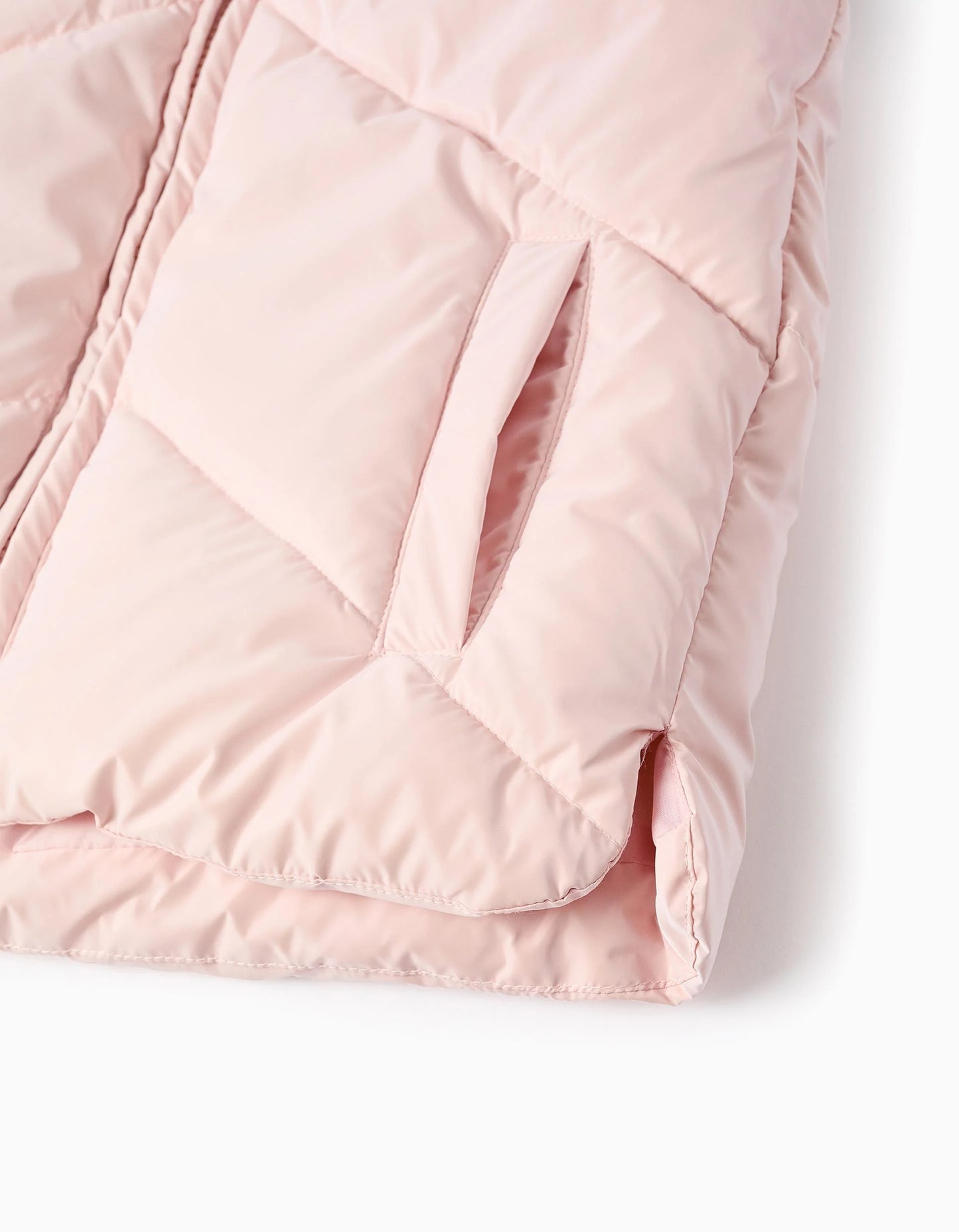 Shiny Padded Vest with Hood for Girls, Pink
