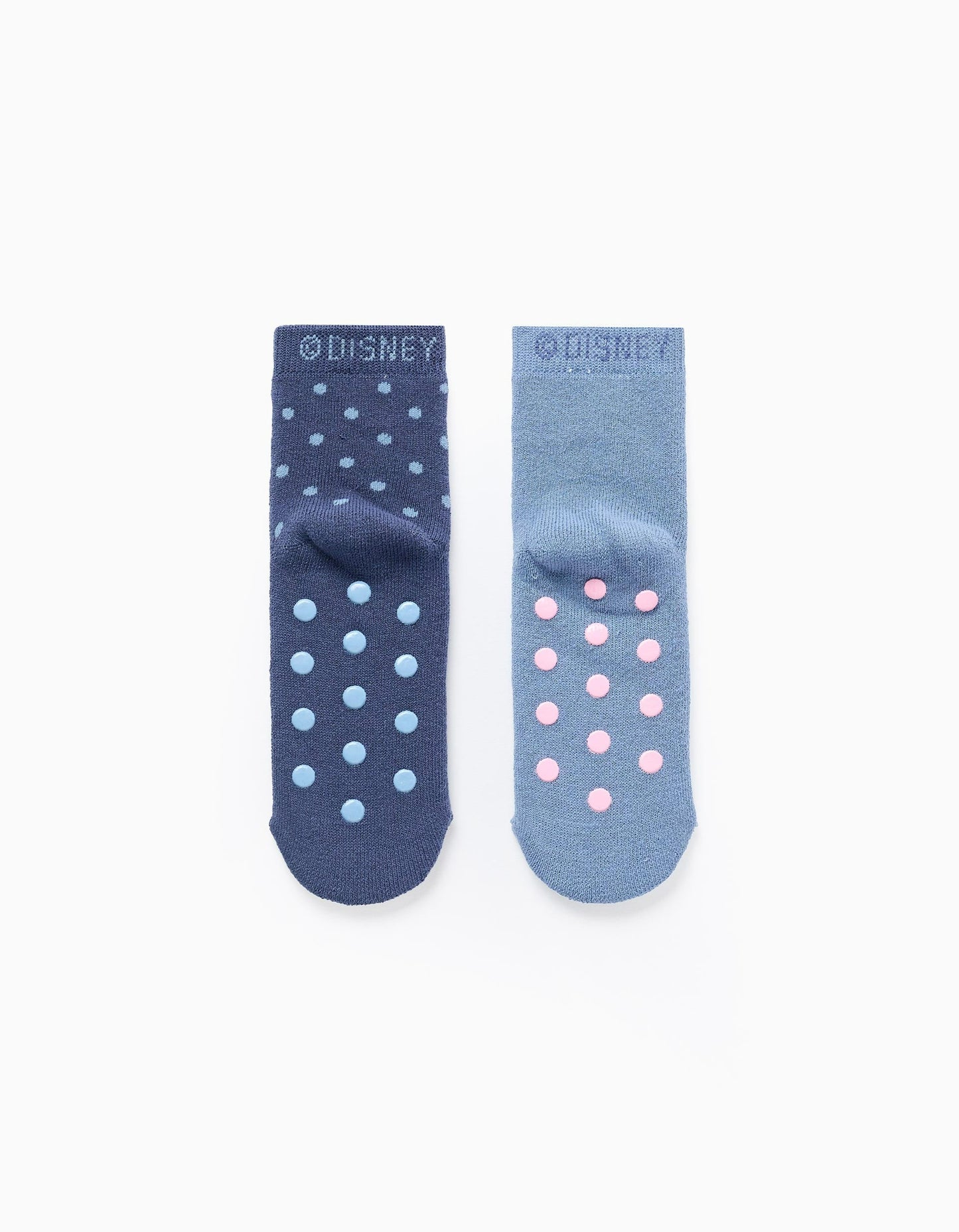 Pack 2 Pairs of Non-Slip Socks for Girls 'Stitch', Blue/Pink