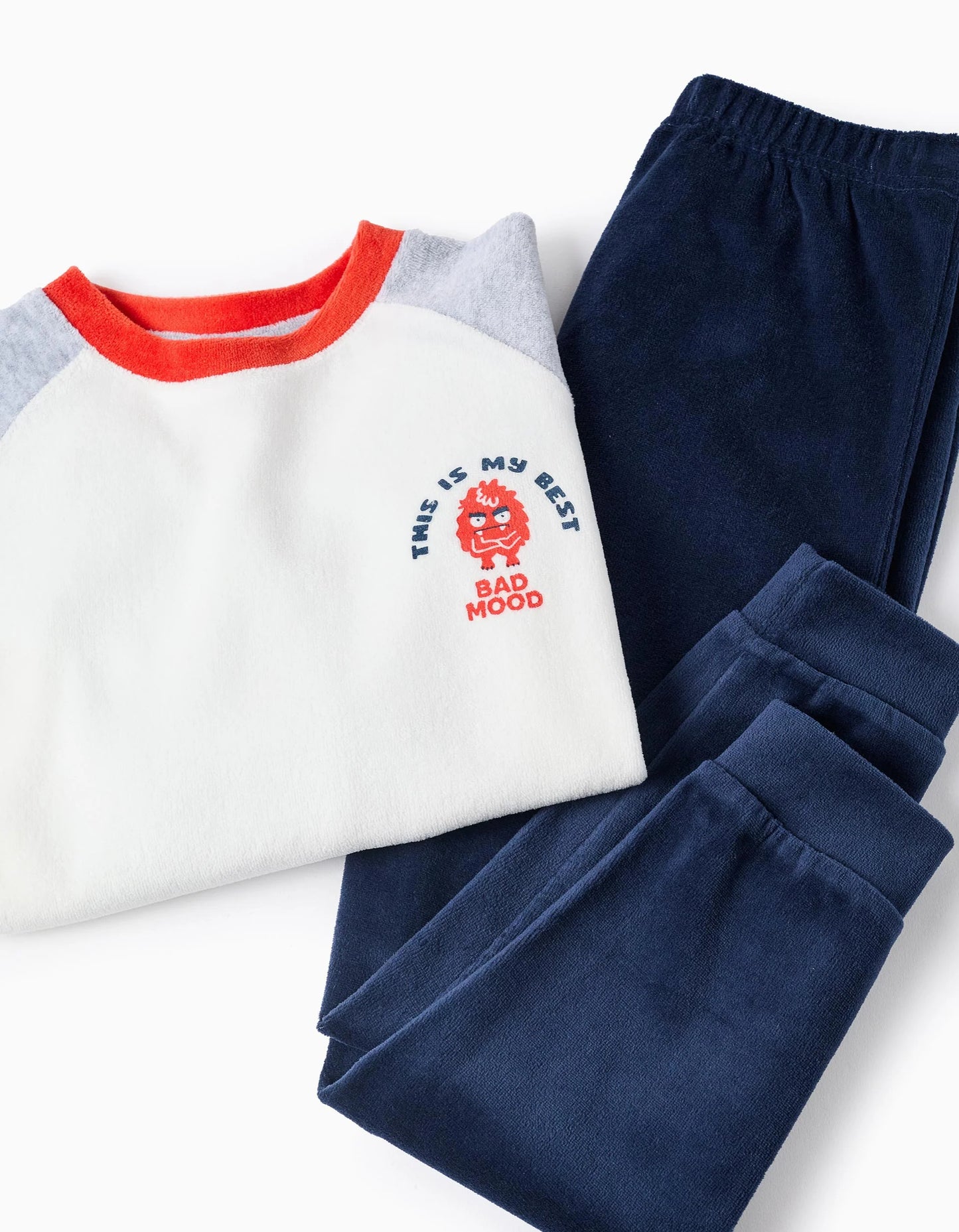 Velour Pyjama for Boys 'Monster of Emotions', Blue/Grey/White