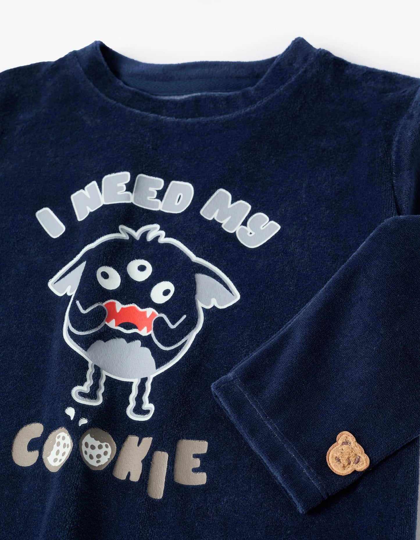 Glow in the Dark Velour Pyjama for Boys 'Emotions', Blue/Grey