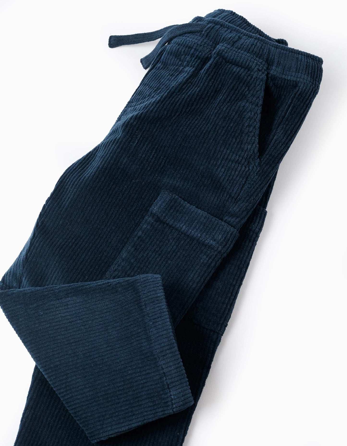 Cargo Corduroy Trousers for Baby Boys, Dark Blue