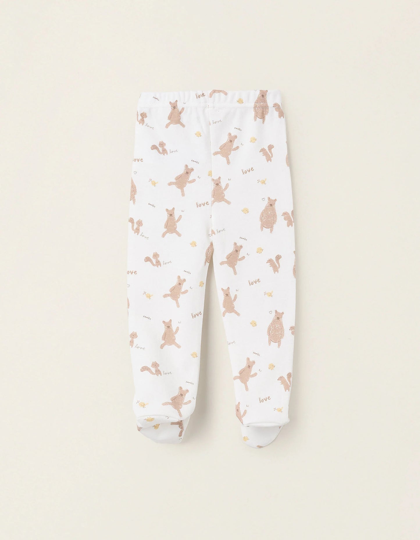 Pack of 2 Footed Trousers for Baby Girls 'Family Love', Pink/White