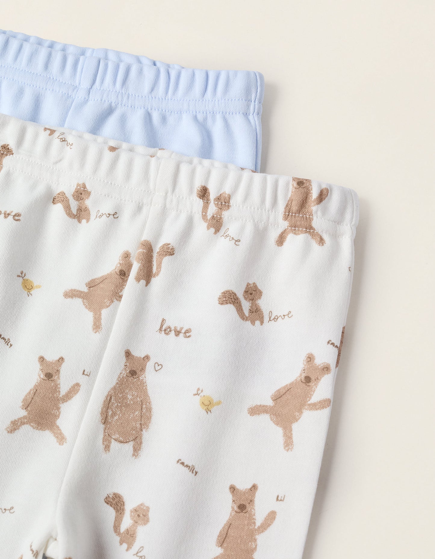 Pack of 2 Footed Trousers for Baby Boys 'Family Love', Blue/White
