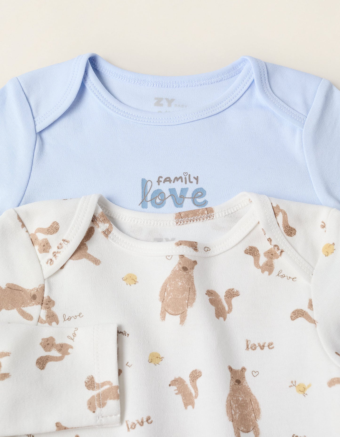 Pack of 2 Cotton Bodysuits for Baby Boys 'Family Love', Blue/White