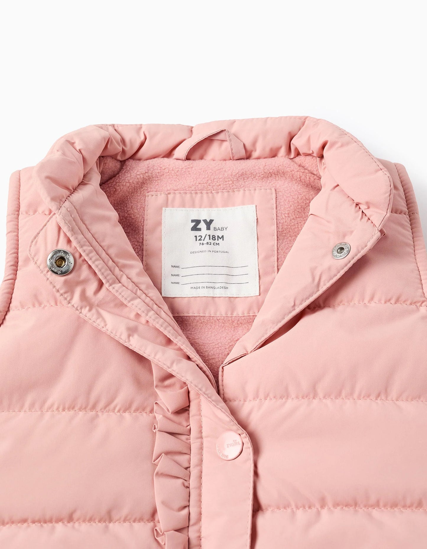 Padded Gilet with Polar Lining for Baby Girls, Pink