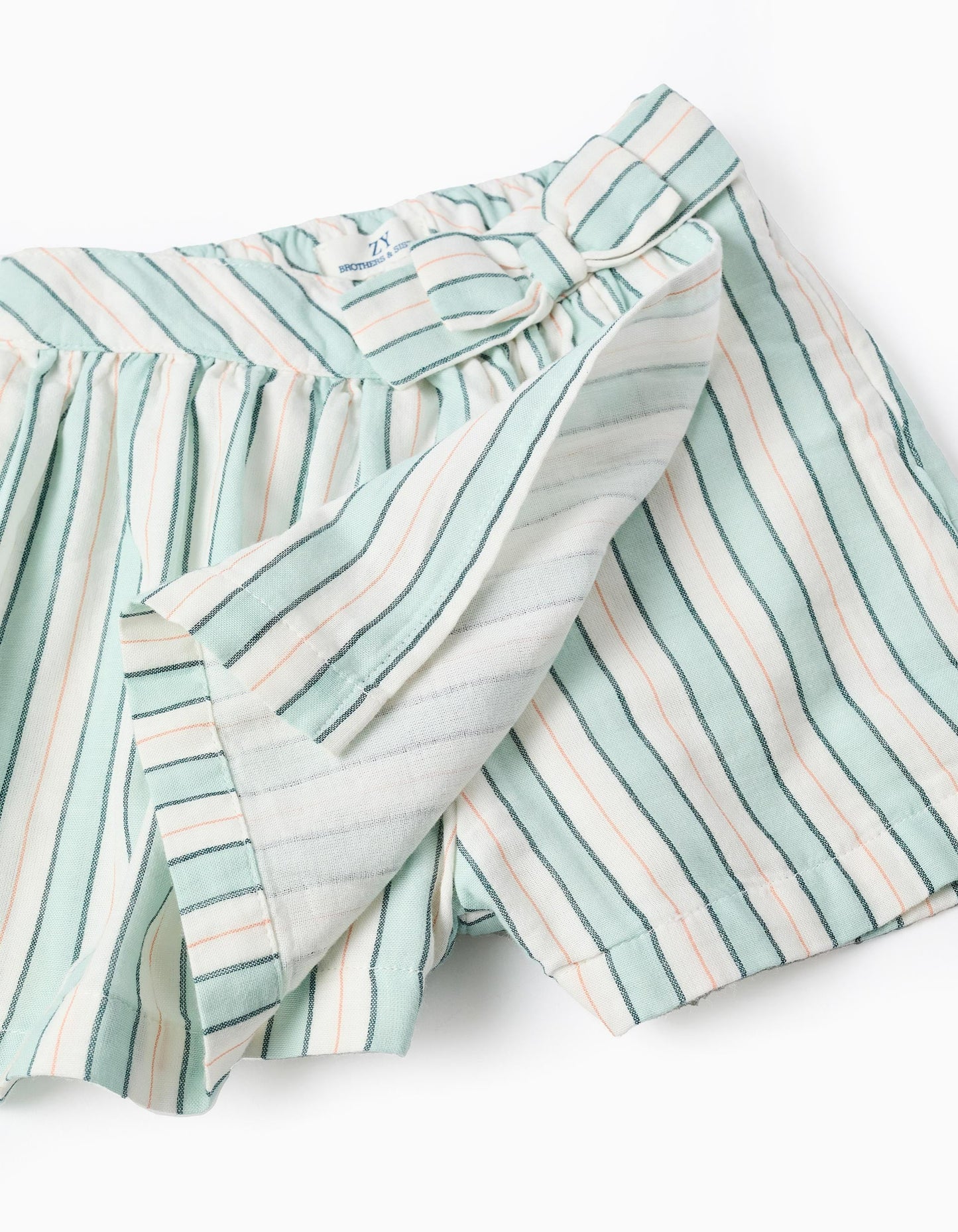 Striped Cotton Pinafore Dress for Baby Girls 'B&S', Green/White