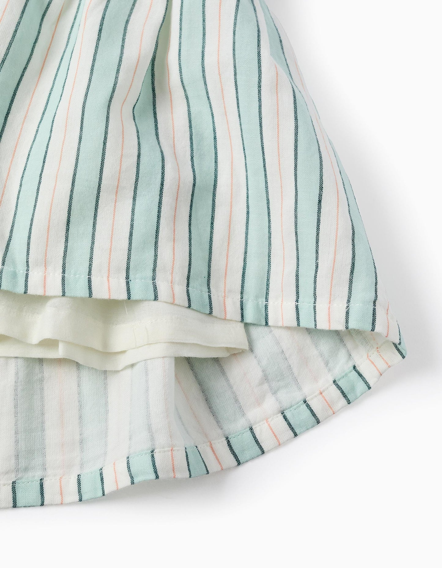 Striped Cotton Dress for Girls 'B&S', Green/White/Orange