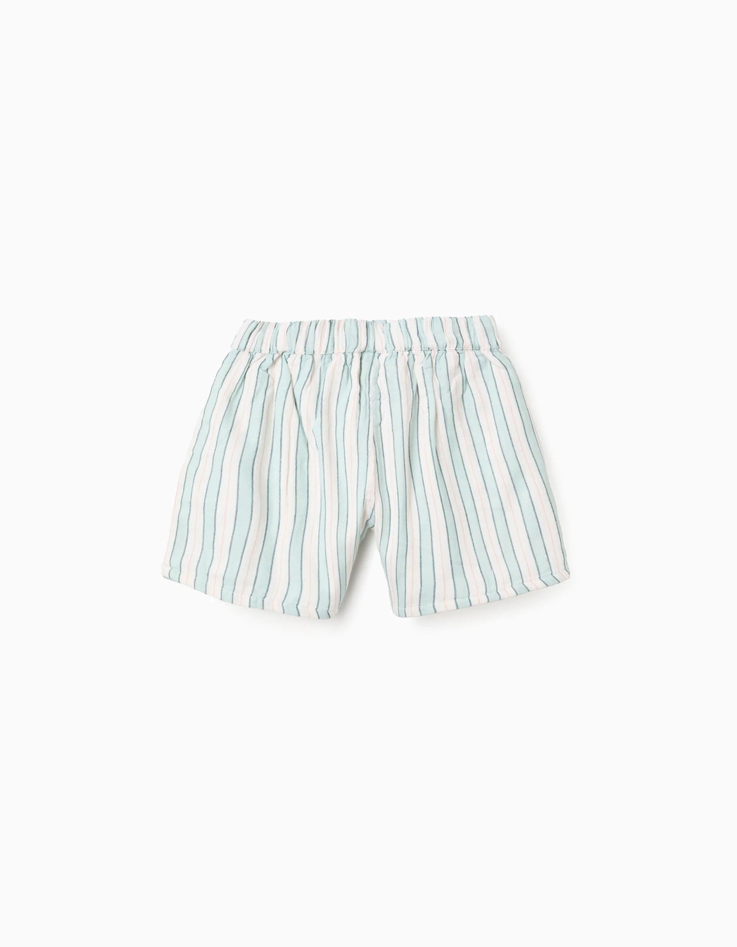 Striped Cotton Shorts for Girls 'B&S', Green/White/Orange