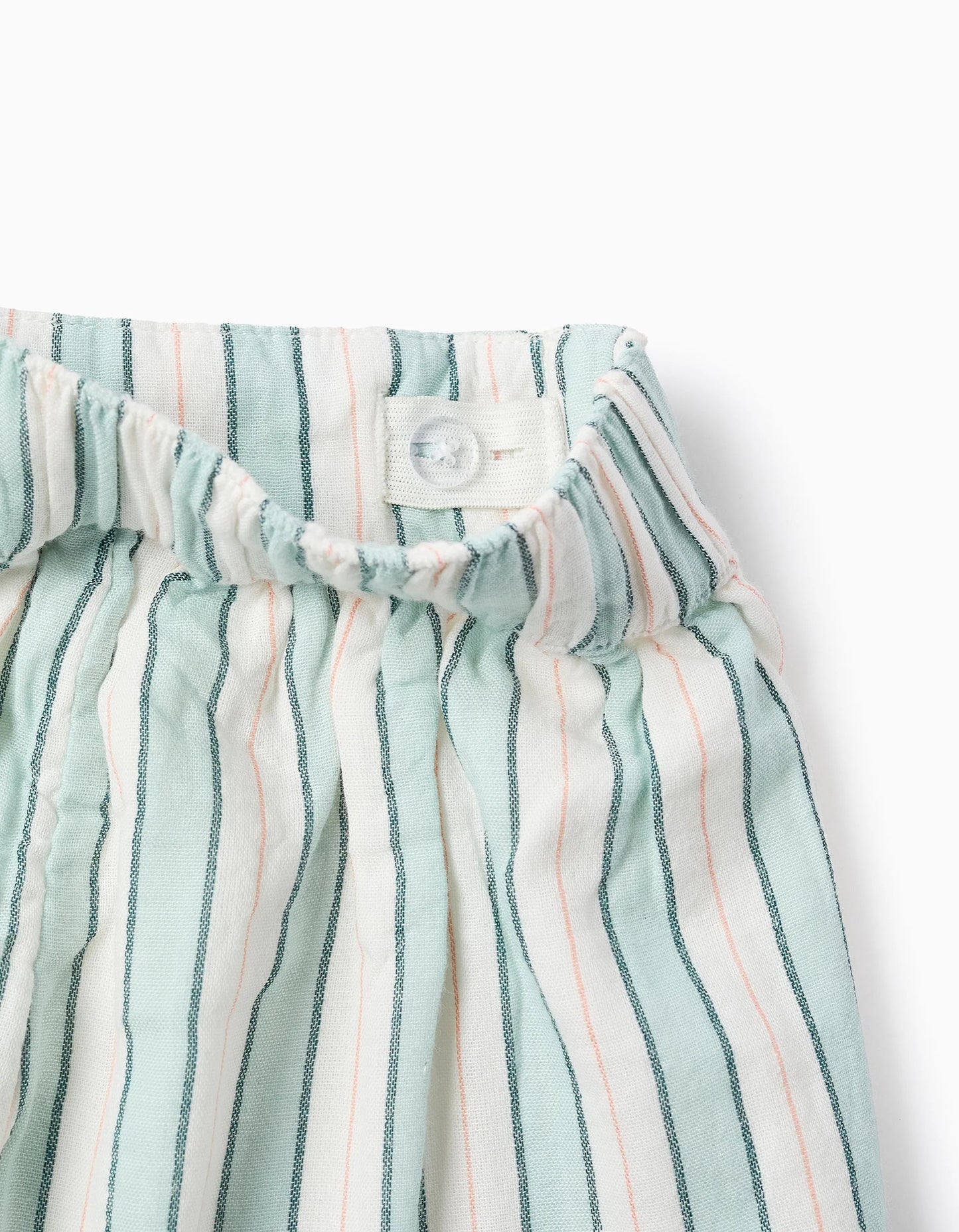 Striped Cotton Shorts for Girls 'B&S', Green/White/Orange