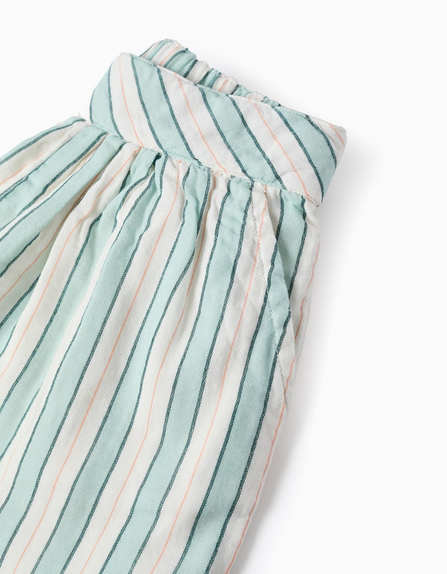 Striped Cotton Shorts for Girls 'B&S', Green/White/Orange
