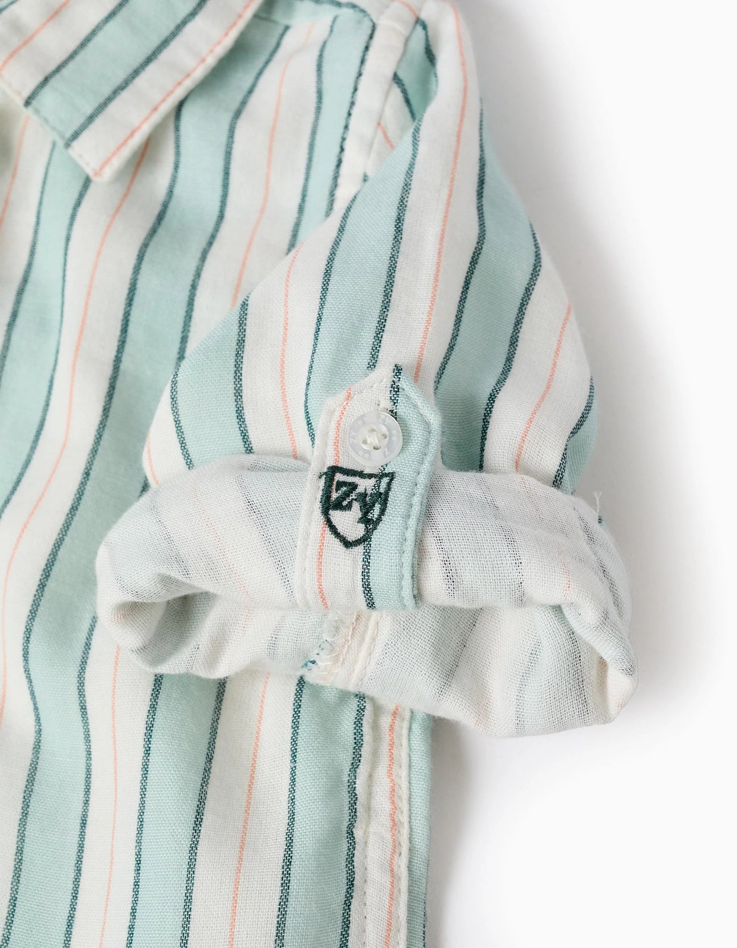 Striped Cotton Shirt for Baby Boys 'B&S', White/Aqua Green