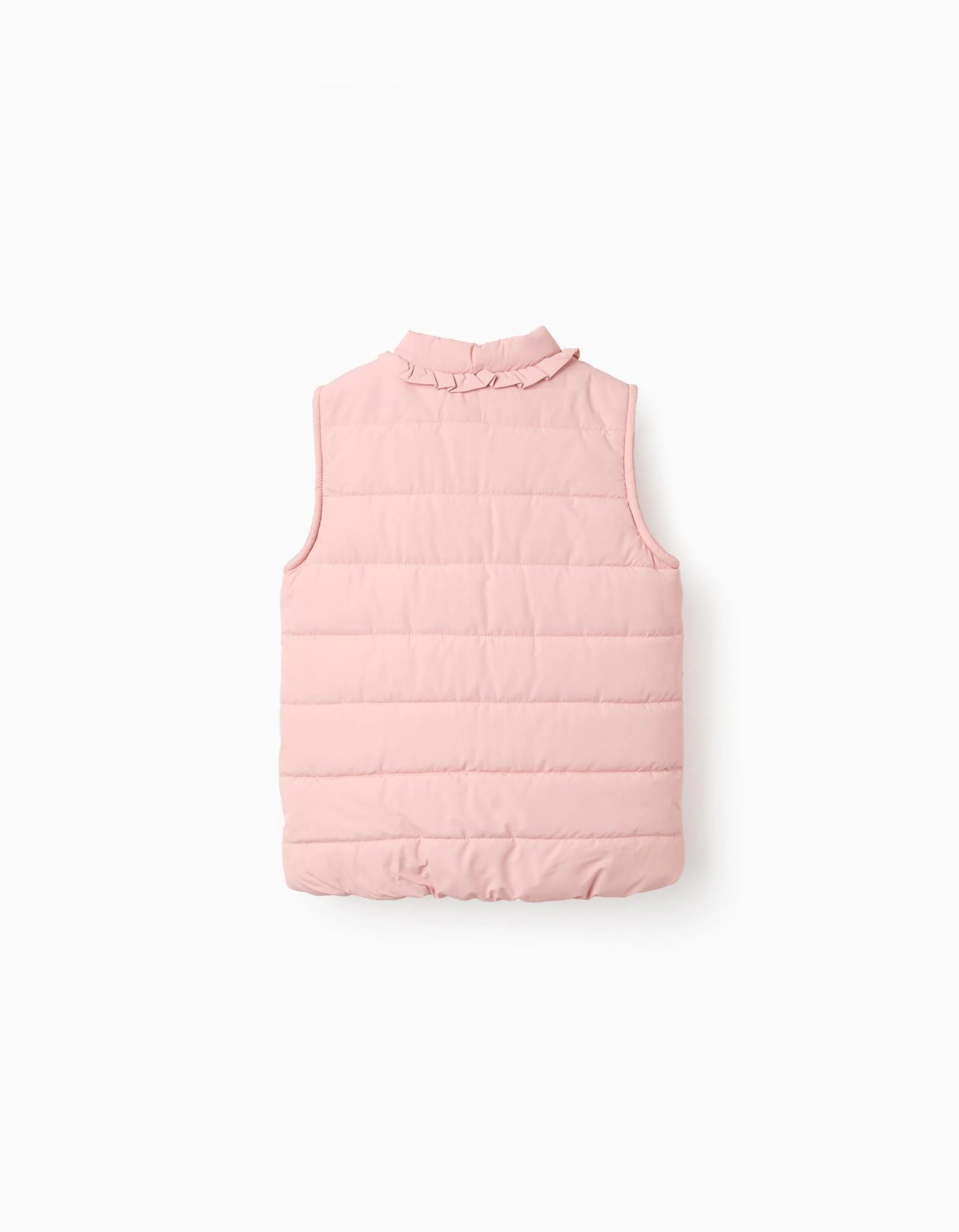 Padded Gilet with Ruffles and Polar Lining for Baby Girls, Pink