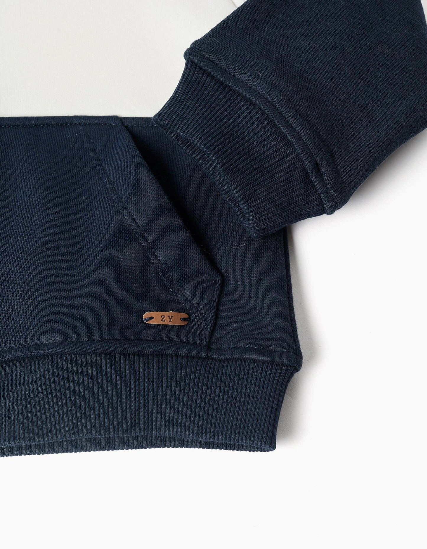 Brushed Hooded Jacket with Colour Block for Baby Boys, Green/White/Blue