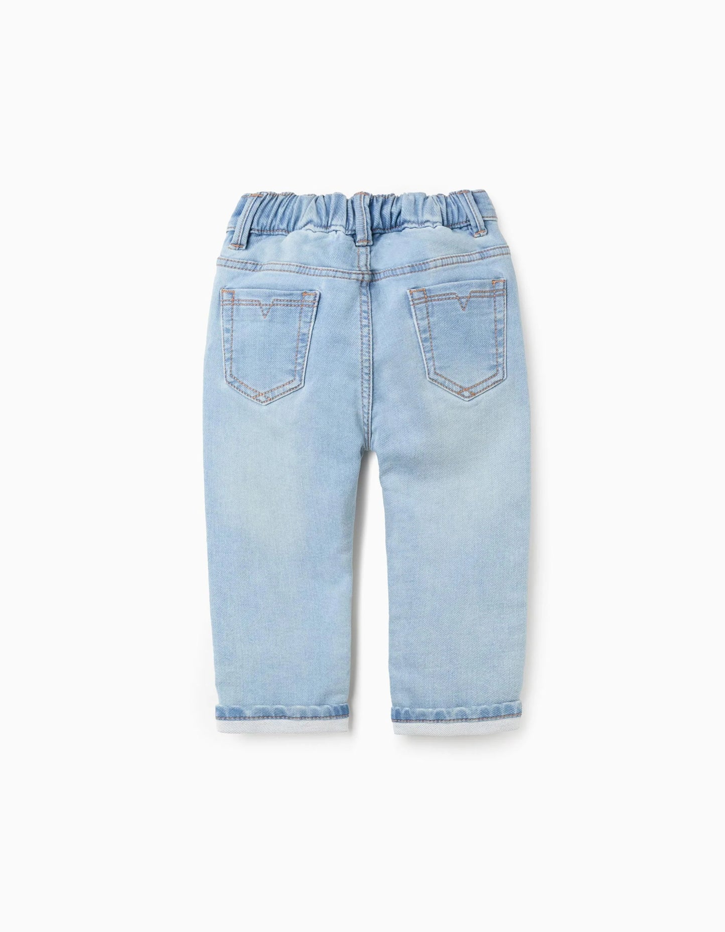 Jeans with folded hem for baby boys, light blue