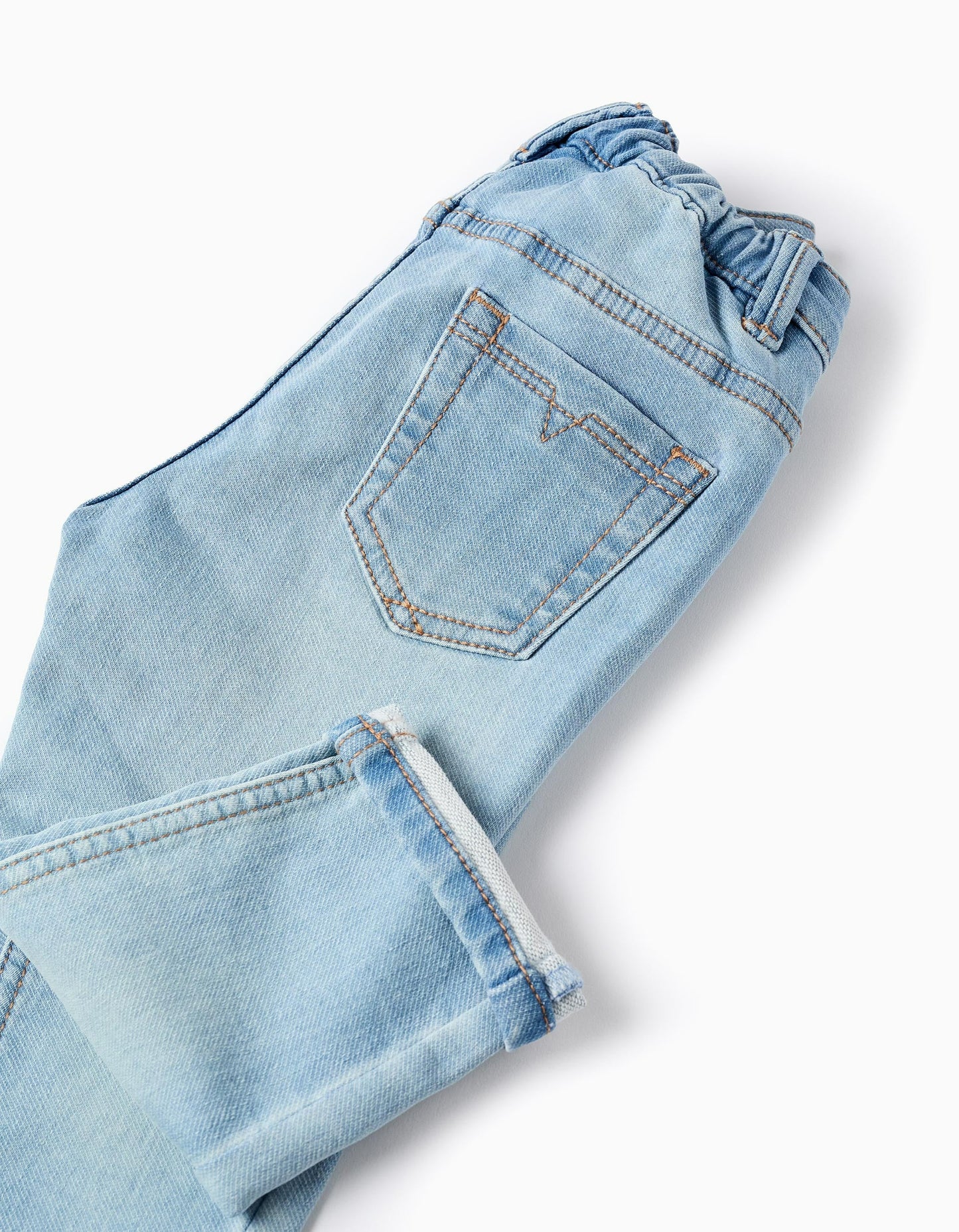 Jeans with folded hem for baby boys, light blue