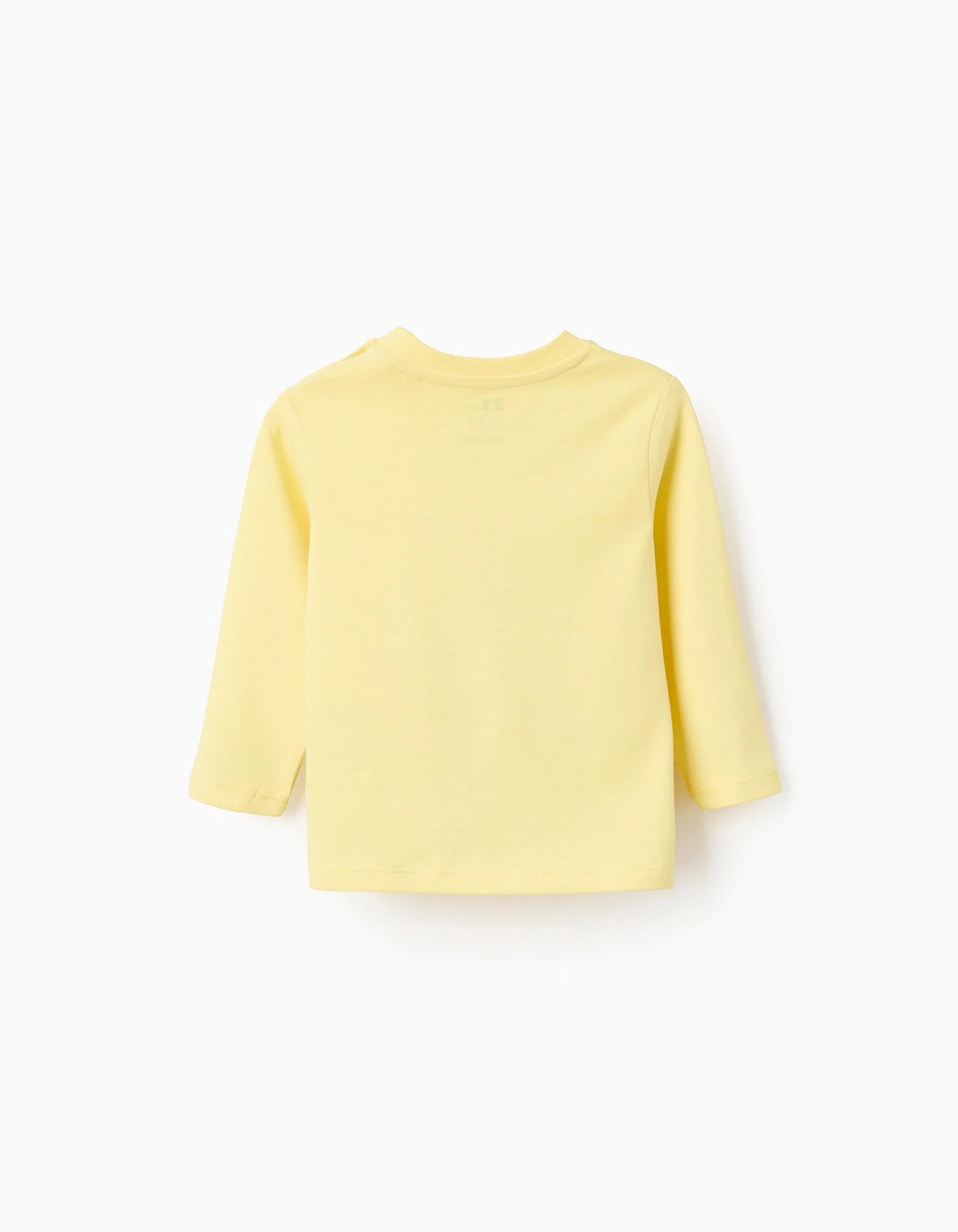 Long Sleeve Cotton T-shirt for Baby Boys 'What', Yellow