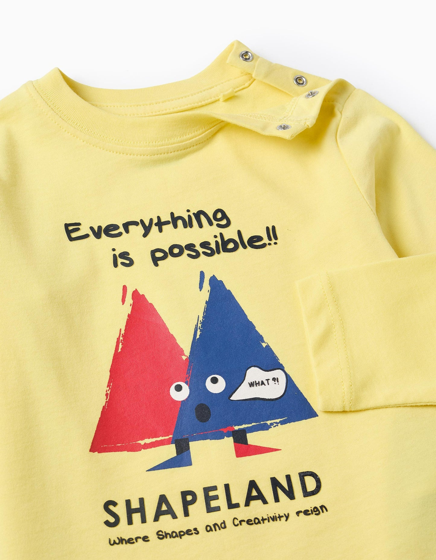 Long Sleeve Cotton T-shirt for Baby Boys 'What', Yellow