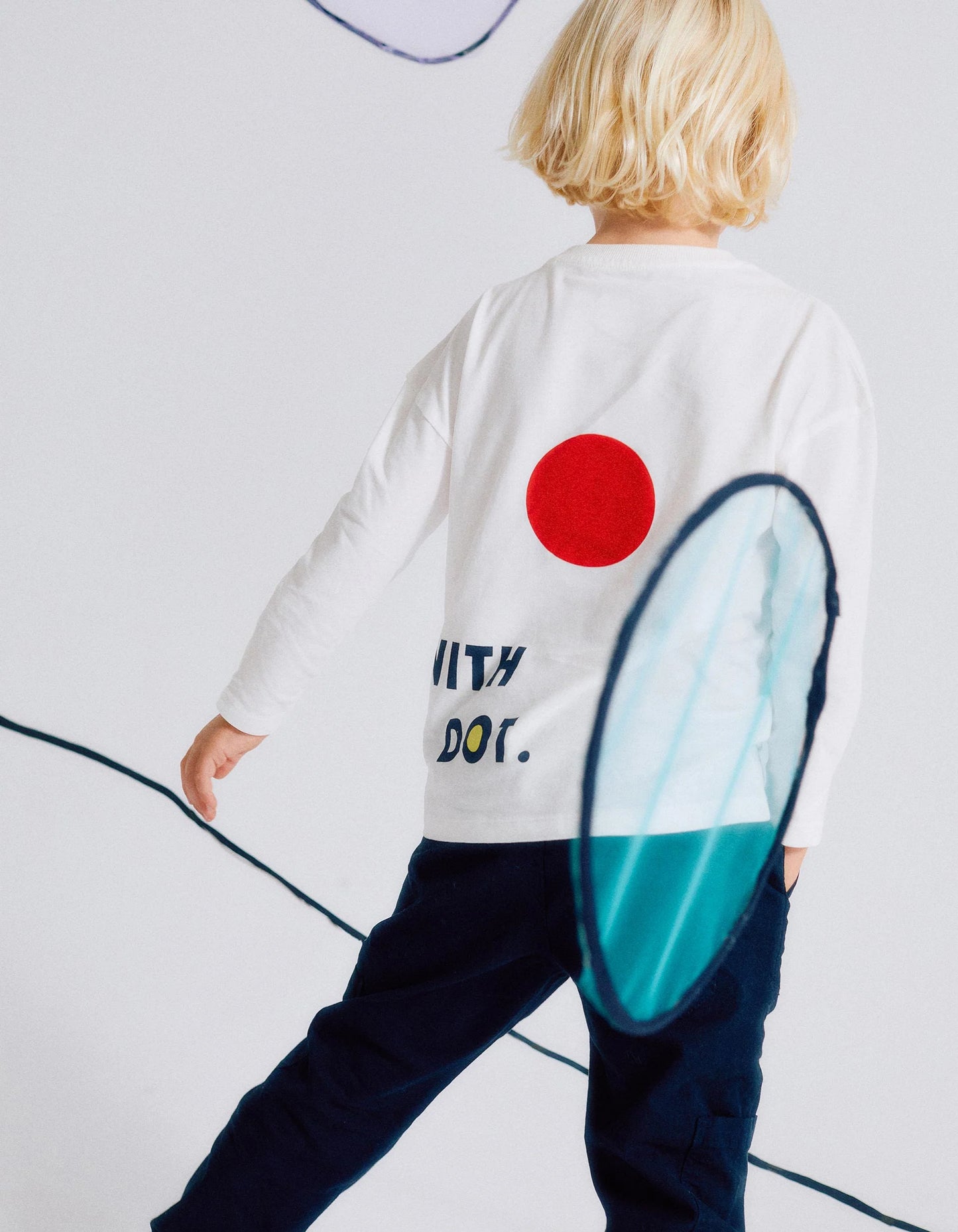 Long Sleeve Cotton T-shirt for Boys 'Dot', White