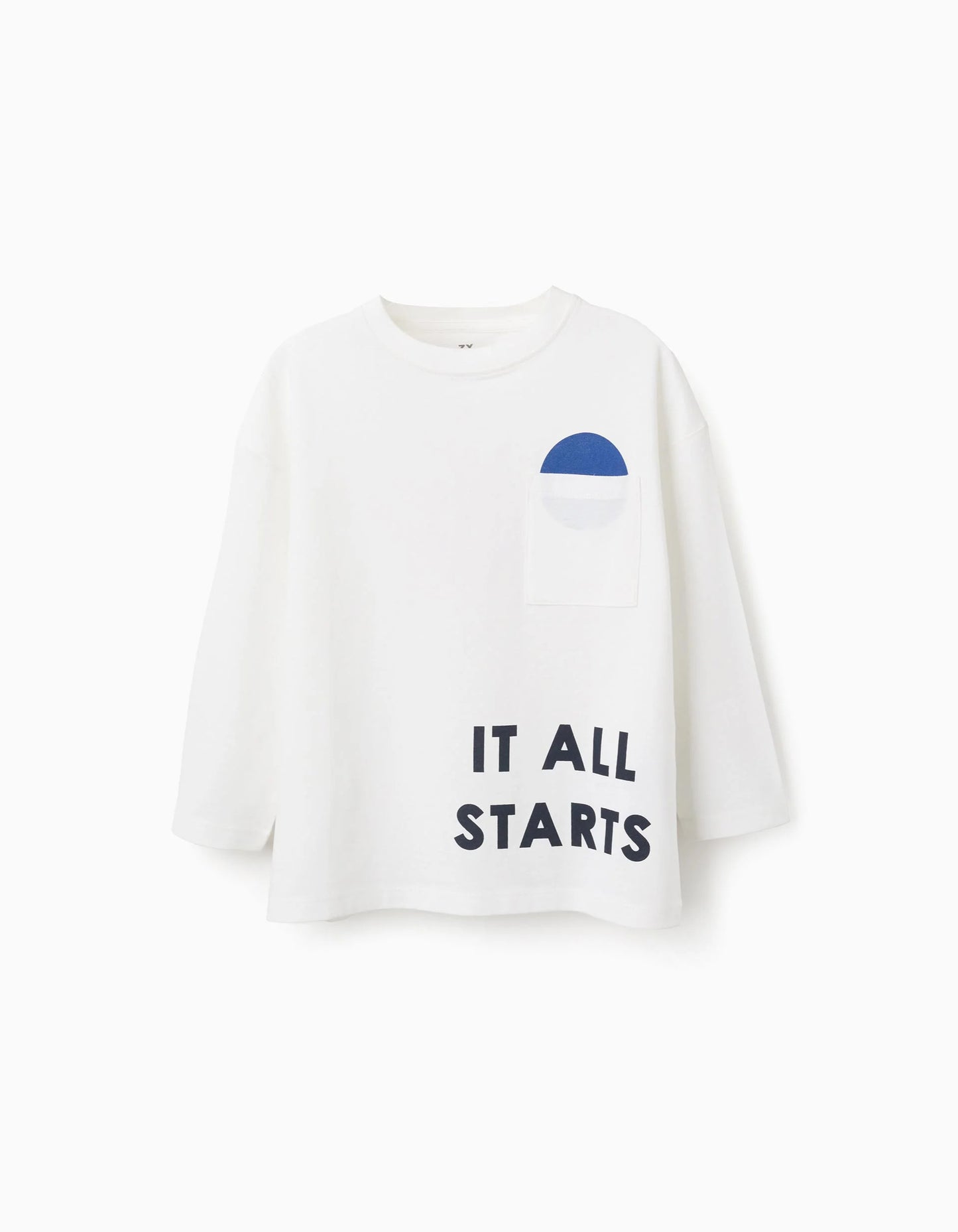 Long Sleeve Cotton T-shirt for Boys 'Dot', White